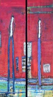 Untitled Painting (Diptych) 90x48 Super Super Huge Original Painting - William DeBilzan Untitled Painting (Diptych) 90x48 Super Super Huge Original Painting - William DeBilzan