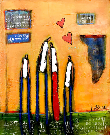 Family Affair 2008 53x41 - Huge Painting Original Painting - William DeBilzan