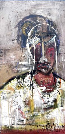 Untitled Figurative Abstract 2007 48x24 - Huge Original Painting - William DeBilzan