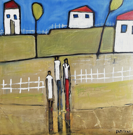 Grades and Grounded 48x48 Mixed Media on Canvas - Huge Original Painting - William DeBilzan