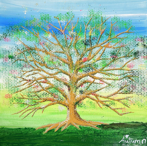 Vivid Spring Ver. IV #2 2014 32x32 - Signed Twice Original Painting - Autumn de Forest