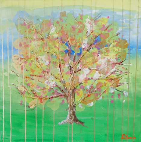 Vivid Spring 2013 - 37x37 - Acrylic on Canvas - Signed Twice Original Painting - Autumn de Forest