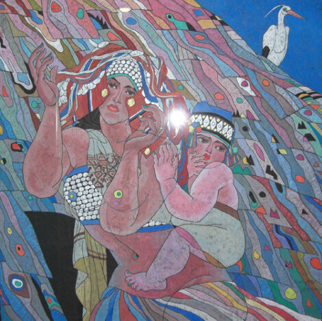 Earth Mother 1988 52x52 - Huge Original Painting - He Deguang