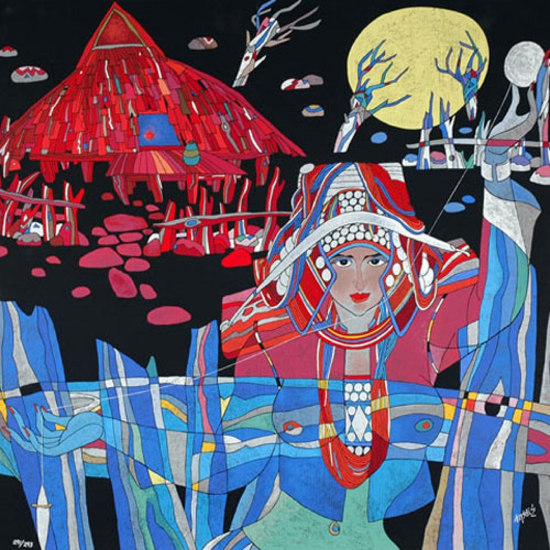 Lady With Thread 1989 Limited Edition Print by He Deguang Lady With Thread 1989 Limited Edition Print by He Deguang