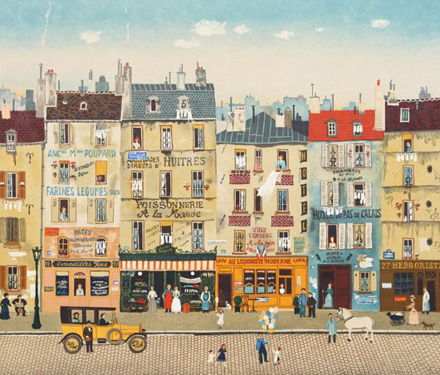Paris Street Scene 1983 Serigraph - France by Michel Delacroix