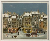 French Winter City Scene Limited Edition Print by Michel Delacroix - 1 French Winter City Scene Limited Edition Print by Michel Delacroix - 1