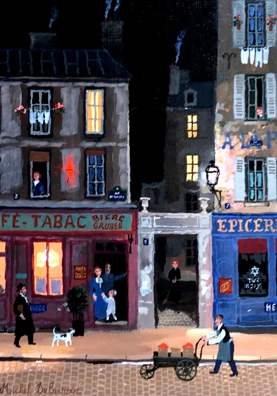 Michel Delacroix original painting of night scene in paris by Michel
