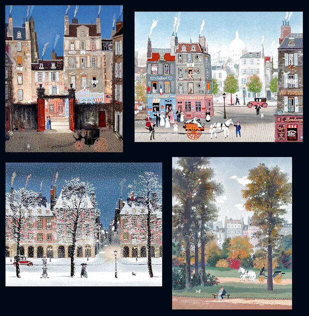Paris Street Scene 1983 Limited Edition Lithograph by Michel