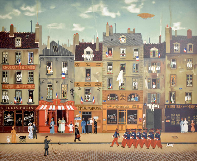 Neige Sur La Cite 1993 Lithograph 25x30 by Michel Delacroix - For