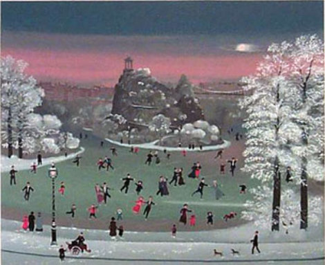 Patinage Dans Le Parc 1990 Limited Edition Print - Michel Delacroix