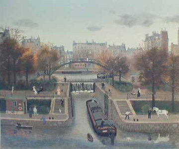 Canal Street St. Martin (En Autumne) 1990 Limited Edition Print - Michel Delacroix Canal Street St. Martin (En Autumne) 1990 Limited Edition Print - Michel Delacroix