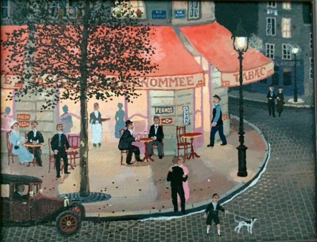 Cafe De La Renommee 2004 15x17 Original Painting - Michel Delacroix