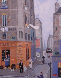 Le Bar Du Pont Marie 1999 13x15 Original Painting - Michel Delacroix Le Bar Du Pont Marie 1999 13x15 Original Painting - Michel Delacroix