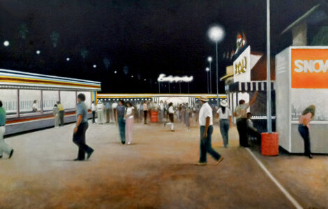 Coney Island Scene 1982 31x45 - Huge - New York Original Painting - Steven DeLair