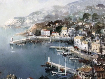 Port De Nice 1983 19x23 Original Painting - Lucien DeLaRue Port De Nice 1983 19x23 Original Painting - Lucien DeLaRue