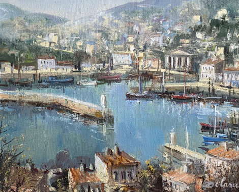Port De Nice 17x20 Original Painting - Lucien DeLaRue