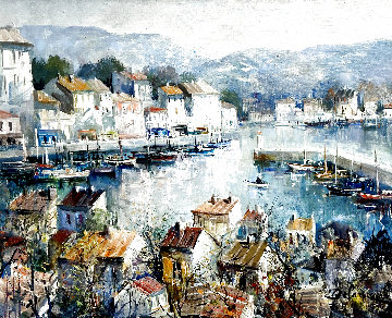Port De Beaulieu, Cote D'azur 32x37 Original Painting - Lucien DeLaRue