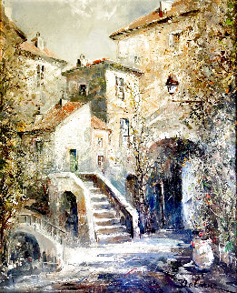Rue D'eze-village (Cote D'azur) 25x31 Original Painting - Lucien DeLaRue