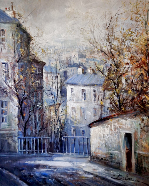 Untitled Cityscape 31x25 - France Original Painting by Lucien DeLaRue