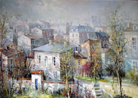 Les Toites De Montemarte (the Rooftops of Montmarte) 38x60 Huge - Paris, France Original Painting - Lucien DeLaRue