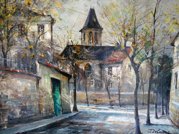 Paris Church 26x29 Original Painting - Lucien DeLaRue