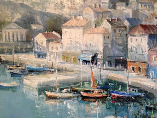 Port De Nice (Cote D'Azur) 33x39 Original Painting by Lucien DeLaRue