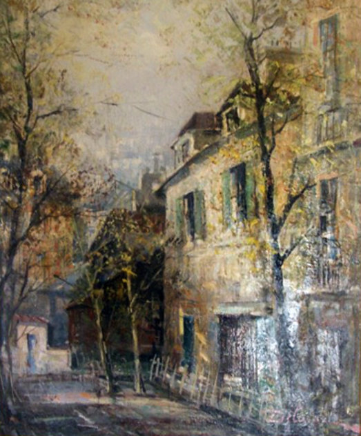 Vieille Maison a Montmarte  -  Old House in Montmartre Paris 1995 29x25 Original Painting by Lucien DeLaRue