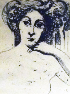 Untitled Portrait Limited Edition Print - Paul Delvaux Untitled Portrait Limited Edition Print - Paul Delvaux