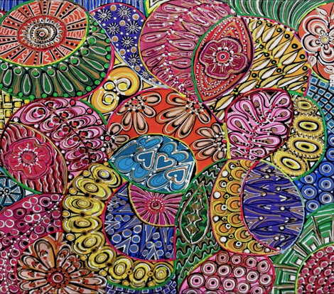 Abstract Floral  - 2024 32x32 Original Painting - Joanne den Dulk