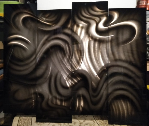 Platinum Abstract Painting, 4 Panels, 2014 44x35 Huge  Original Painting by Chris DeRubeis