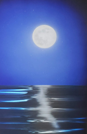Blue Moon 2014 36x24 Original Painting - Chris DeRubeis