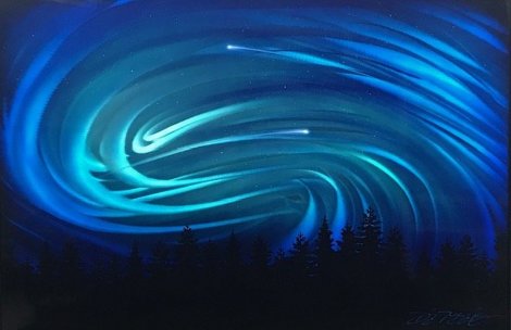 Northern Lights 2014 32x44 Original Painting - Chris DeRubeis