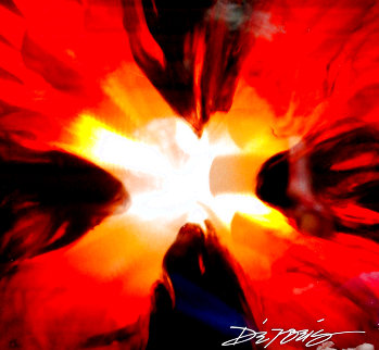 Mini Burst Red 2015 Unique 21x22 Original Painting - Chris DeRubeis Mini Burst Red 2015 Unique 21x22 Original Painting - Chris DeRubeis