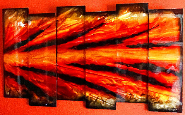 Red Shock Wave 2012  38x67 - 6 Panels Huge Original Painting by Chris DeRubeis
