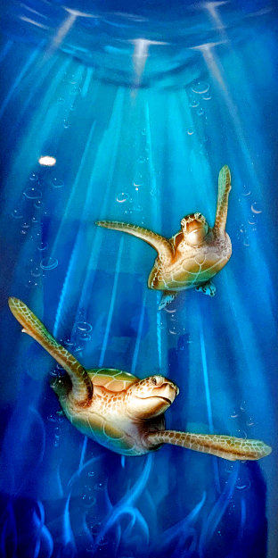 Turtles in Love 48x24 Huge Original Painting - Chris DeRubeis