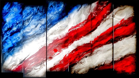 Six Panel Red, White and Blue 2020 40x72 - Huge Mural Size 6 Panels Original Painting - Chris DeRubeis
