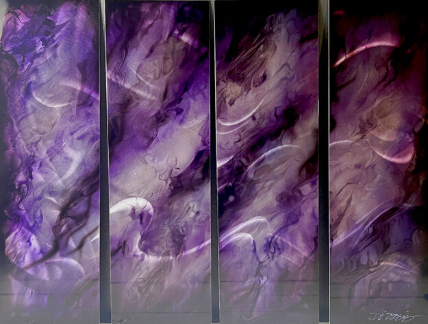Abstract Purple Quadtych 2017 44x38 - 4 Panels Original Painting - Chris DeRubeis
