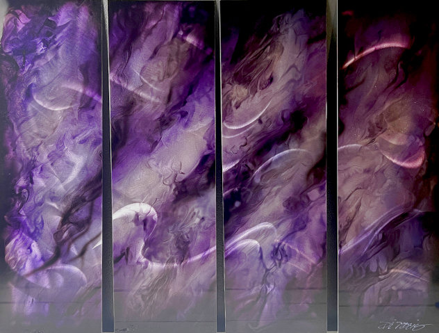 Abstract Purple Quadtych 2017 44x38 - Huge - 4 Panels Original Painting by Chris DeRubeis