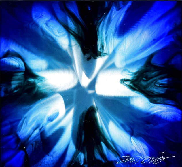Mini Blue Burst Unique 2015 21x22 - Mixed Media on Aluminum by Chris DeRubeis