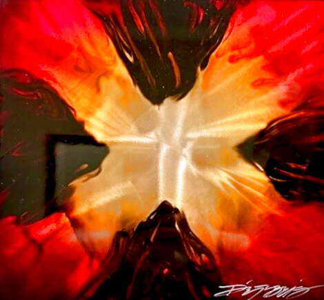 Mini Burst Red 2015 21x22 Original Painting - Chris DeRubeis