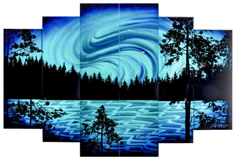 Light of Night Hexaptych Unique 2016 - 44x66 Mixed Media on Aluminum - Huge Mural Size Other - Chris DeRubeis