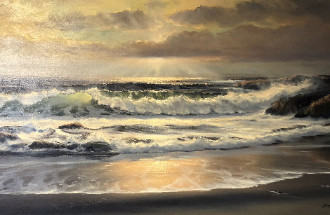 Untitled (Beach At Sunset) 1975 32x56 Original Painting - William DeShazo