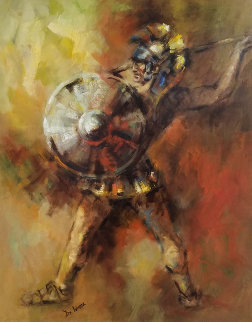 Spear Thrower 36x42 Original Painting - Lisette De Winne Spear Thrower 36x42 Original Painting - Lisette De Winne