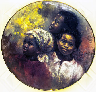 A Brighter Day Ceramic Plate 1978 8 in Sculpture - Lisette De Winne A Brighter Day Ceramic Plate 1978 8 in Sculpture - Lisette De Winne