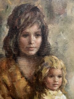 Mother and Child 51x41 Original Painting - Lisette De Winne Mother and Child 51x41 Original Painting - Lisette De Winne