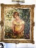 Girl With Flower Basket 36x45 Original Painting by Lisette De Winne - 1
