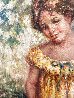 Girl With Flower Basket 36x45 Original Painting by Lisette De Winne - 2