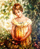 Girl With Flower Basket 36x45 Original Painting by Lisette De Winne - 0