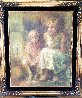 Two Children on Steps 40x46 - Huge Original Painting by Lisette De Winne - 1