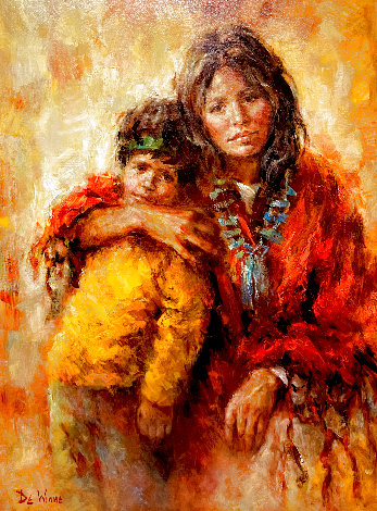 Untitled Mother and Child 44x34 - Huge Original Painting - Lisette De Winne